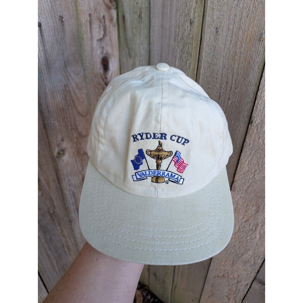 Ryder Cup 1997 Hat Valderama Tiger Woods Debut Dad Hat Tan Khaki Strapback USA